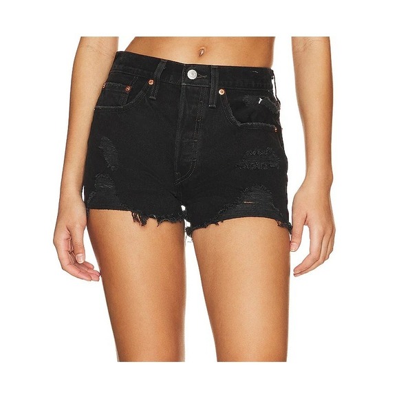 Levi's Pants - Levi's 501 Jean Shorts Womens 31 Black Cut Off Distressed Button Fly Revolve